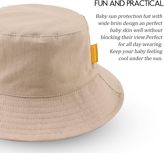 JANGANNSA Cotton Baby Sun Hat Infant Toddler Boys Girls Bucket Hats Summer Sun - Image 3