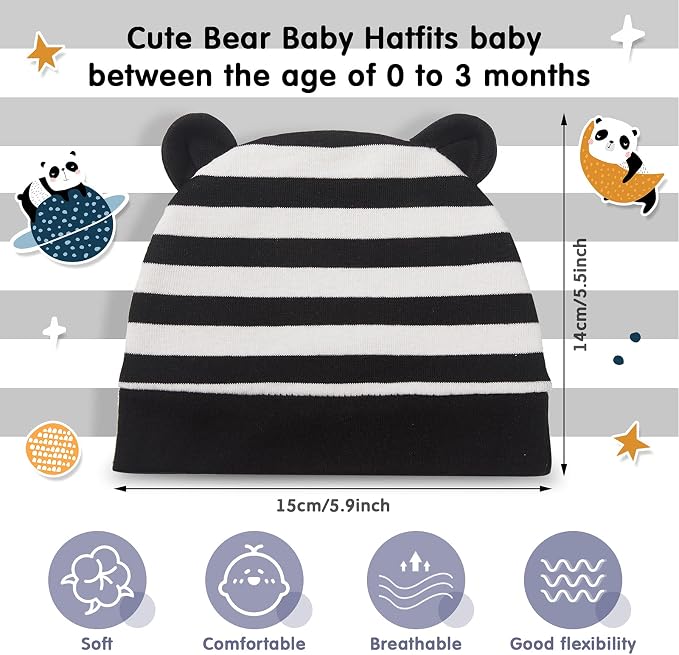 Geyoga Pieces Newborn Baby Hat Bear Ears - Image 5