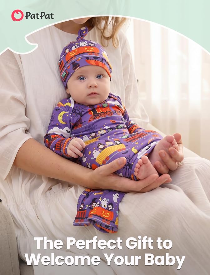 PATPAT Baby Sleeper Gown with Hat - Image 2