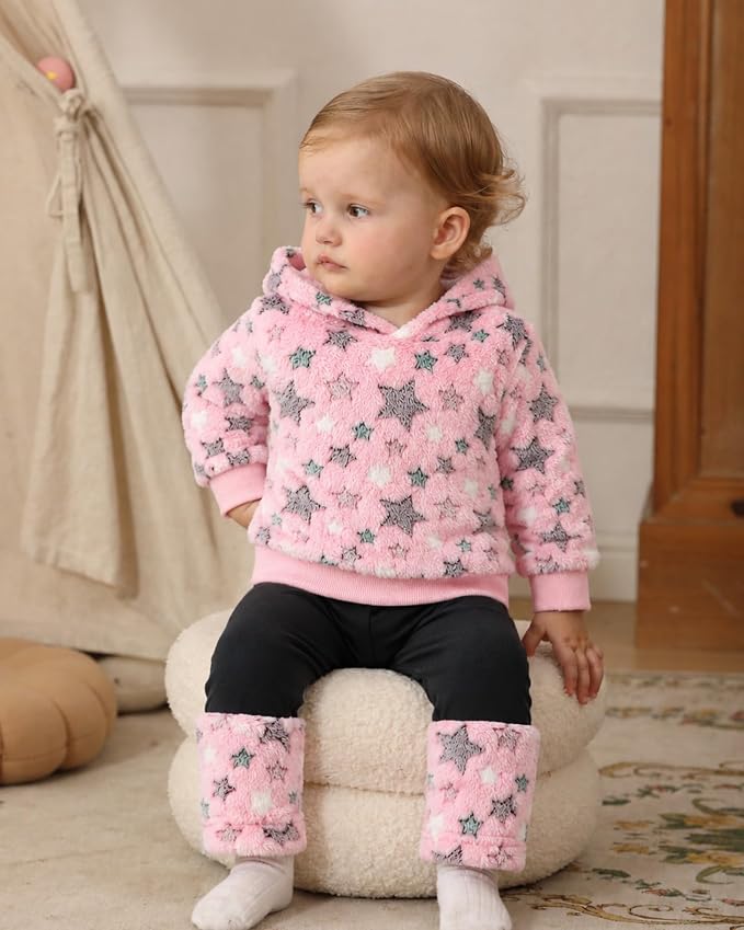 Jecson Toddler Girl Clothes Baby Girl Fleece Hoodie Outfits Thick Thermal - Image 3
