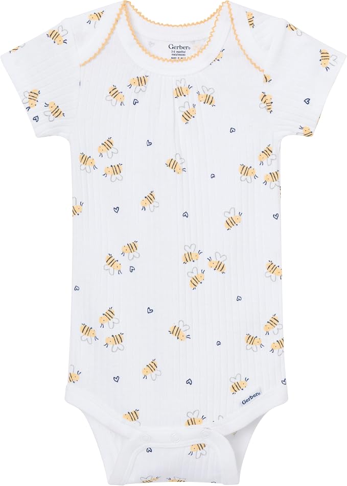 Gerber Baby Girls 4-Pack Short Sleeve Onesies Bodysuits - Image 3