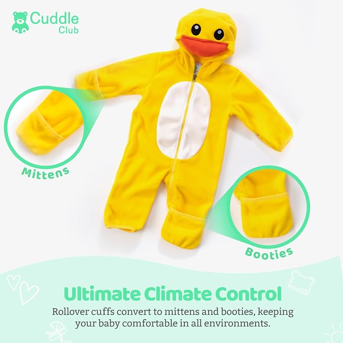 Cuddle Club Fleece Baby Bunting Bodysuit Hoodie, Newborn - Image 3