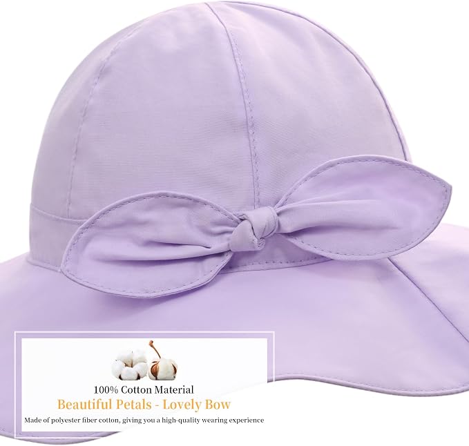 Baby Girl Sun Hat with UPF 50+ Outdoor Adjustable Beach Hat with Wide Brim - Image 6