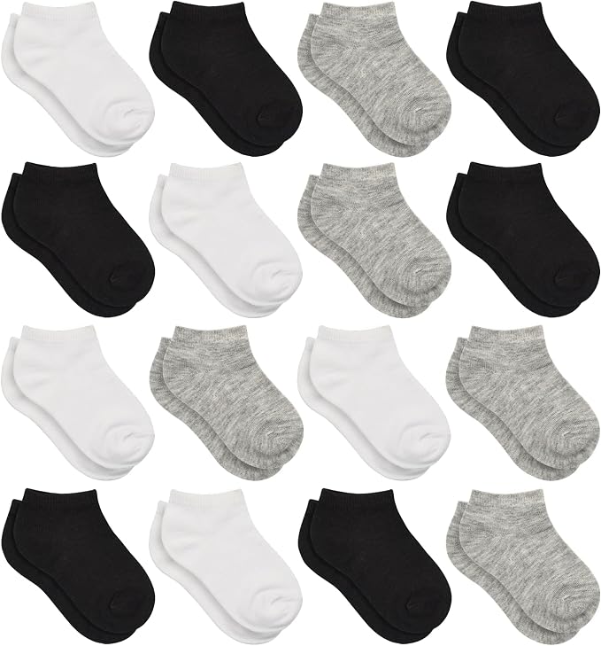 Toddler Socks, 16 Pairs Low Cut Ankle Socks by SPTRAMLE