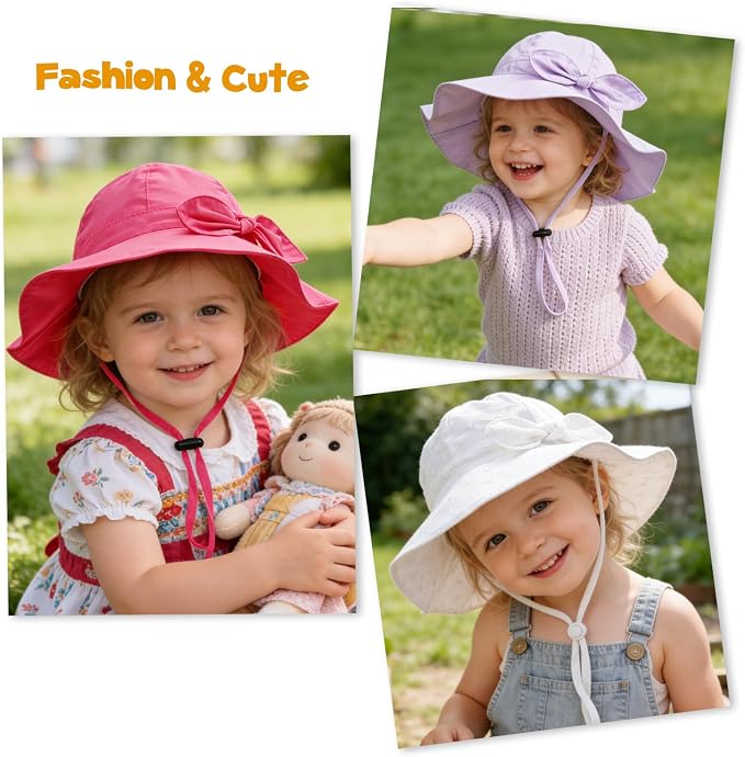 Baby Girl Sun Hat with UPF 50+ Outdoor Adjustable Beach Hat with Wide Brim - Image 7