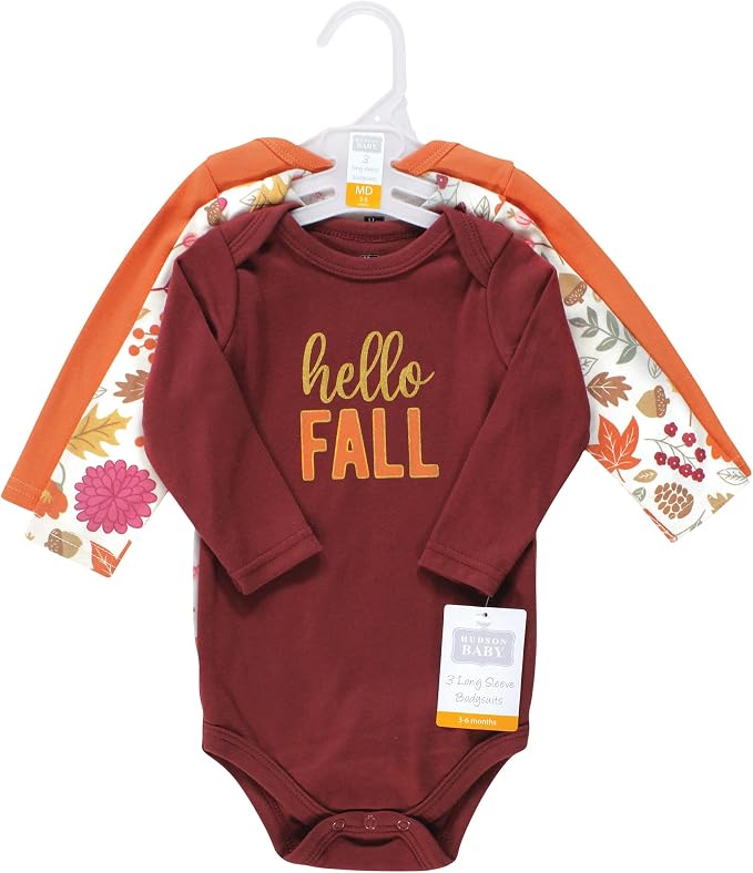 Hudson Baby Baby Girls' Cotton Long-sleeve Bodysuits 3-pack - Image 2