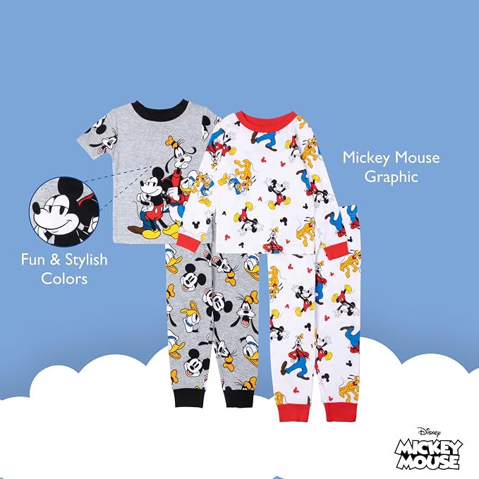 Disney Boys' 4-Piece Snug-fit Cotton Matching Comfortable Pajama Set, Soft & - Image 3