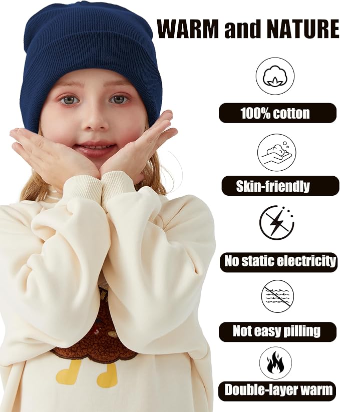 ROYBENS 100% Cotton Baby Beanie Cute Toddler Winter Hat Knit Caps Ages 0-8 | - Image 3