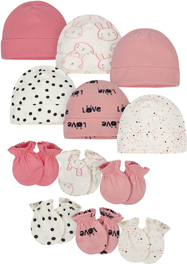 Onesies Brand Baby 12 Piece Cap and Mitten Set | Six cotton caps and six mitten by OnesiesBrand