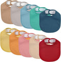 10 Pack Cotton Snap Bibs for Baby Boy Girl, Super Soft Drool Bibs for Teething by EgmaoBaby