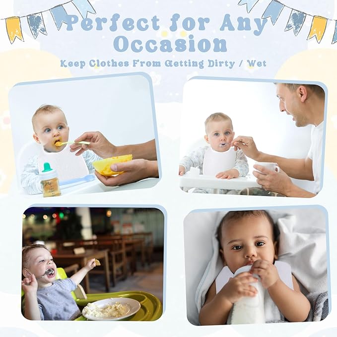 Toulite 20 Pcs White Bibs for Baby Washable Reusable Waterproof Cotton Feeder Bibs with Double Sided Design for Baby Shower Activity and Gifts