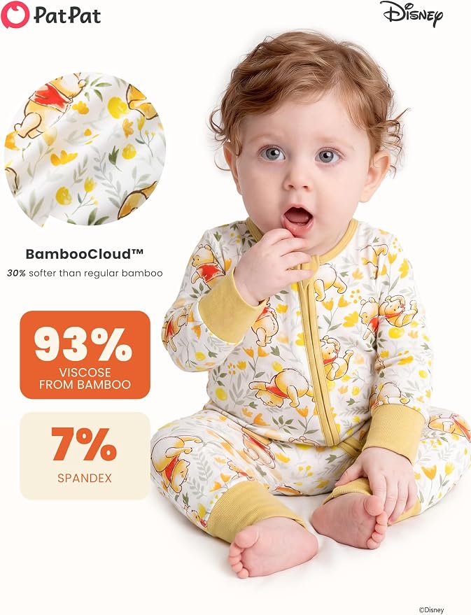 Disney Baby Viscose Made from Bamboo 2-Way Zipper Footie Outfit NB to Inf - Image 4