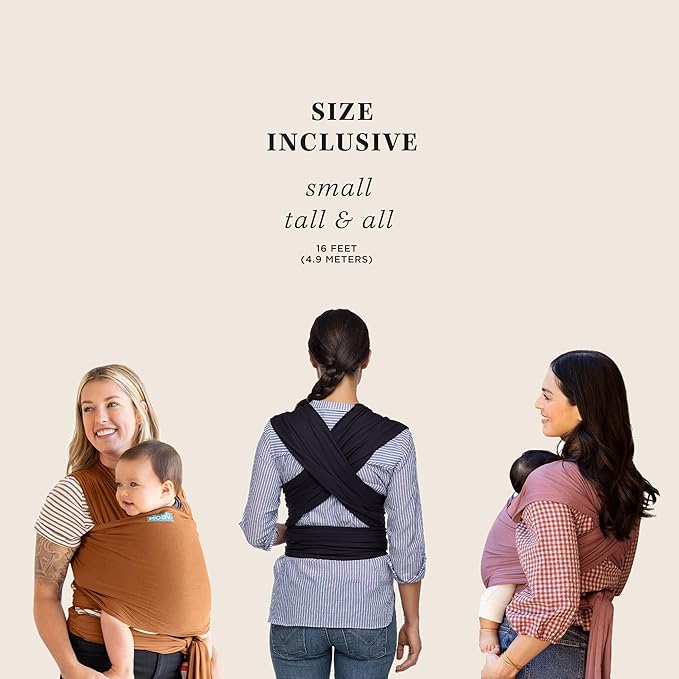Moby Baby Wrap Carrier Evolution for Newborns to Toddlers (8-33lbs), Infant Sling Carrier, Lightweight & Hands Free Design, Adjustable for All Body Types, Baby Registry Gift (Charcoal)