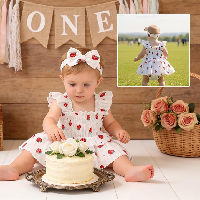 YOUNGER TREE Baby Girl Clothes Ruffle Romper Boho Dress Summer Cake Smash - Image 2
