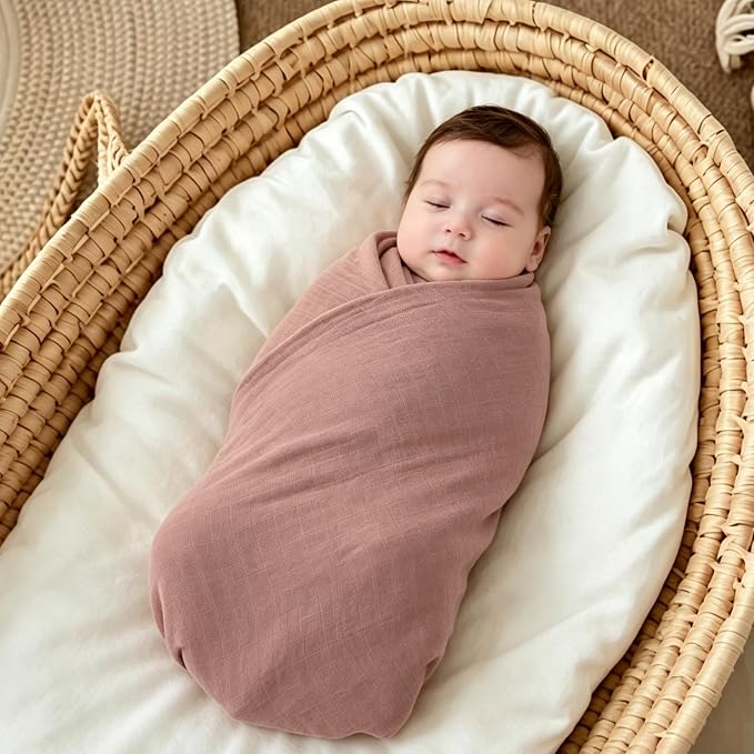 POMISO Muslin Swaddle Blankets for Boys & Girls, Newborn Receiving Blankets - Image 3
