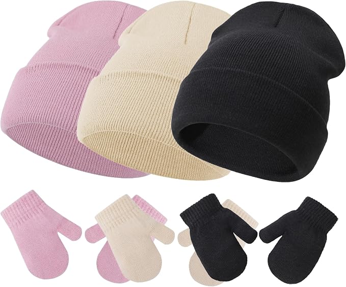 Baby Hats and Mittens Set Infant Toddler Beanie Cap Newborn Gloves by SeaZaela
