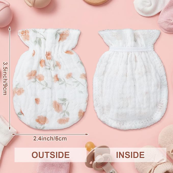 Chicingyou Muslin Baby Mittens for Newborn 100% Cotton No Scratch Boho/Mallard - Image 3