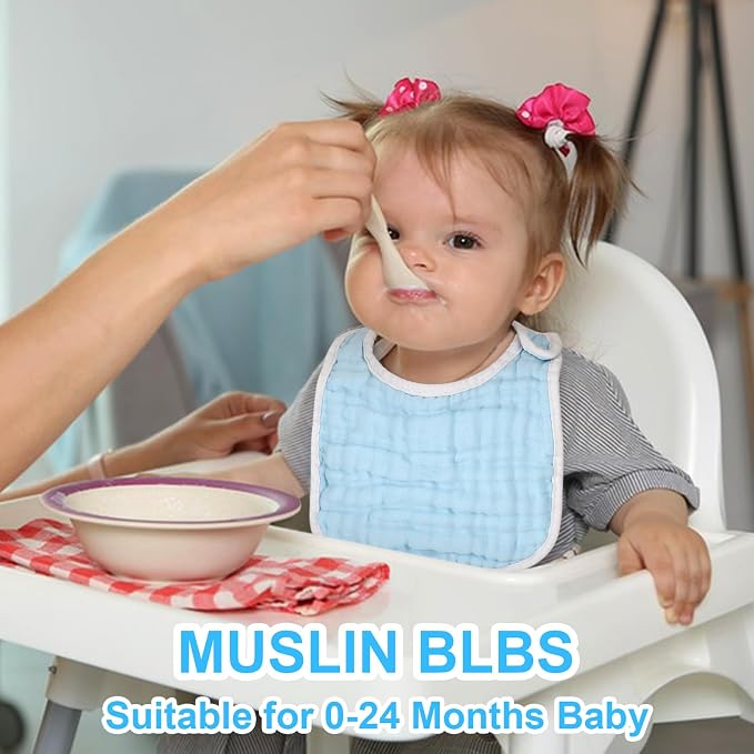 Accmor Muslin Baby Bibs, 6 Pack Soft Cotton Baby Bandana Drool Bibs - Image 5