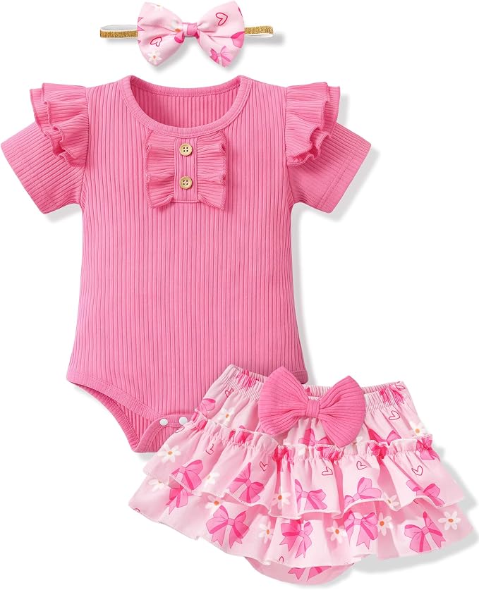 HONGTEYA Baby Girl Clothes Set Newborn Infant Summer Outfits by HONGTEYA