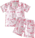 Kuriozud Toddler Baby Girl Pajamas Set Summer Floral Short Sleeve Button Down by Kuriozud
