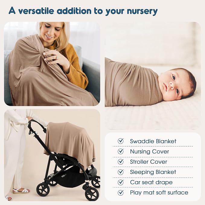 2 Pack Newborn Swaddle Blanket, Ultra Soft Stretchy Jersey Knit Extra Large - Image 6