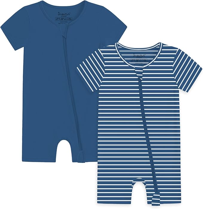 Jimonda Baby Romper Short Sleeve 2-Way Zipper Pajamas Cotton | 2-Pack, One Piece by JimondaBaby