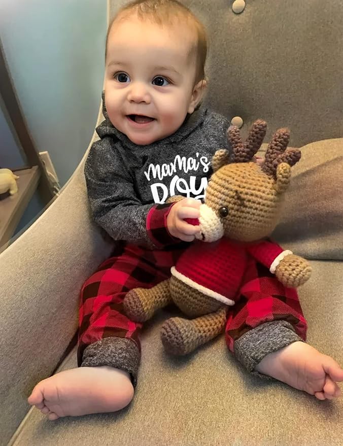 Fommy Newborn Baby Boy Clothes Plaid Letter Print Long Sleeve Hoodies + Long - Image 4