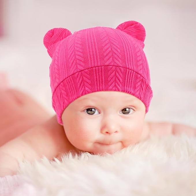 Newborn Baby Hat and Mittens Set Bear Ears Toddler Infant Beanie Caps Newborn - Image 6