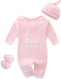 Baby Romper with Baby Mittens & Newborn Hats Footless Long Sleeve by Unknown