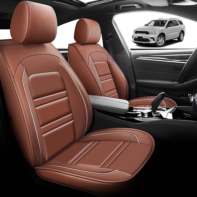 Seat Cover for Dodge Durango 2004-2025 | Car Seat Covers Front Seats, Waterproof Seat Protectors, Automotive Front Seat Covers (Front Seat, Coffee)