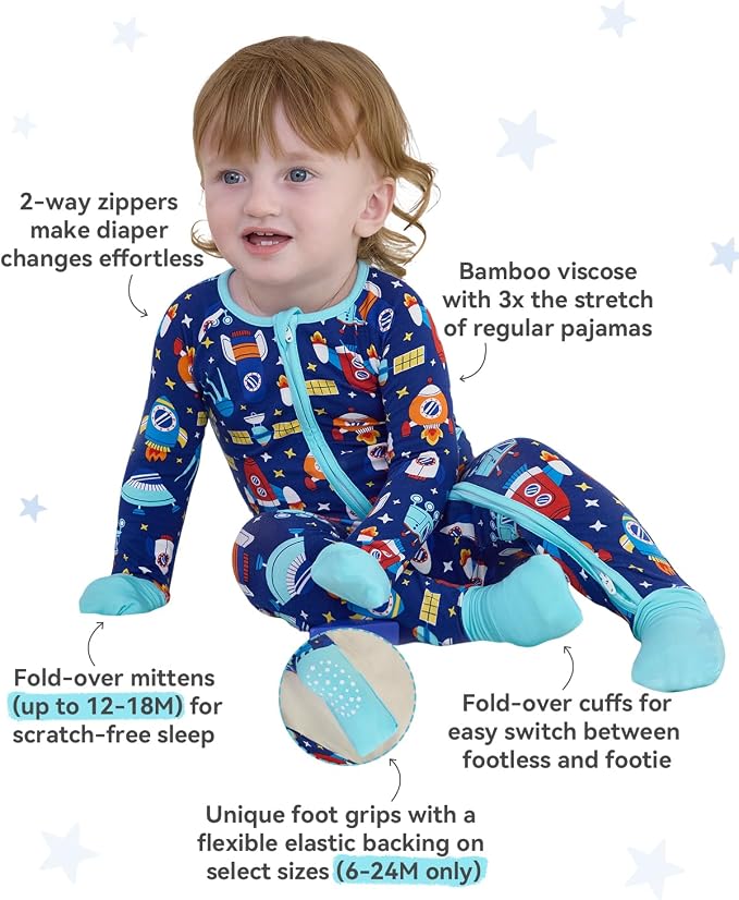 babee Reshinee Bamboo Viscose Baby Footie Pajama, Zipper Sleeper Boys Girls - Image 3