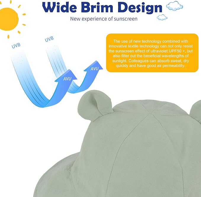 Zando Wide Brim Baby Sun Bucket Hat 0-4T UPF 50+ - Image 8