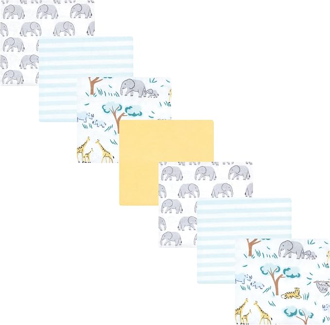 Hudson Baby Unisex Baby Cotton Poly Flannel Receiving Blankets Bundle, Safari by HudsonBaby