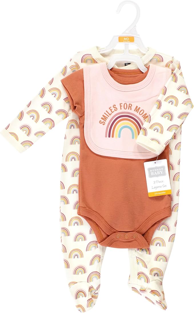 Hudson Baby Unisex Cotton Sleep and Play, Bodysuit and Bandana Bib Set - Image 2
