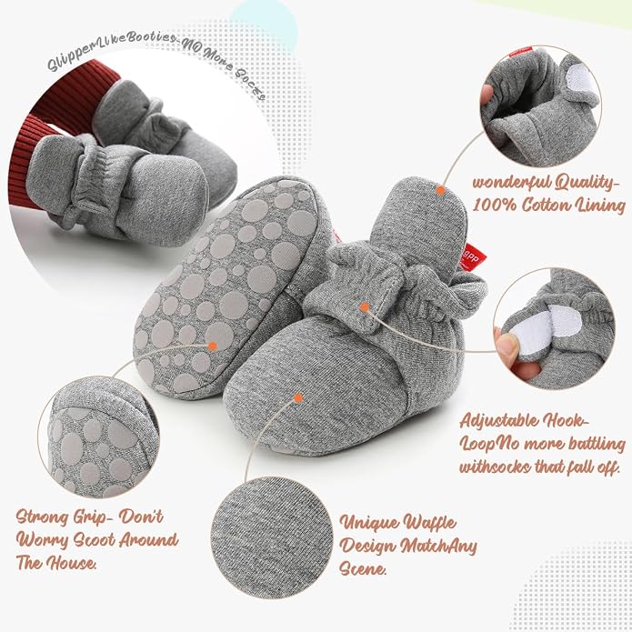Infant Baby Boys Girls Cozy Fleece Booties Stay on Slippers Non Slip Soft - Image 4