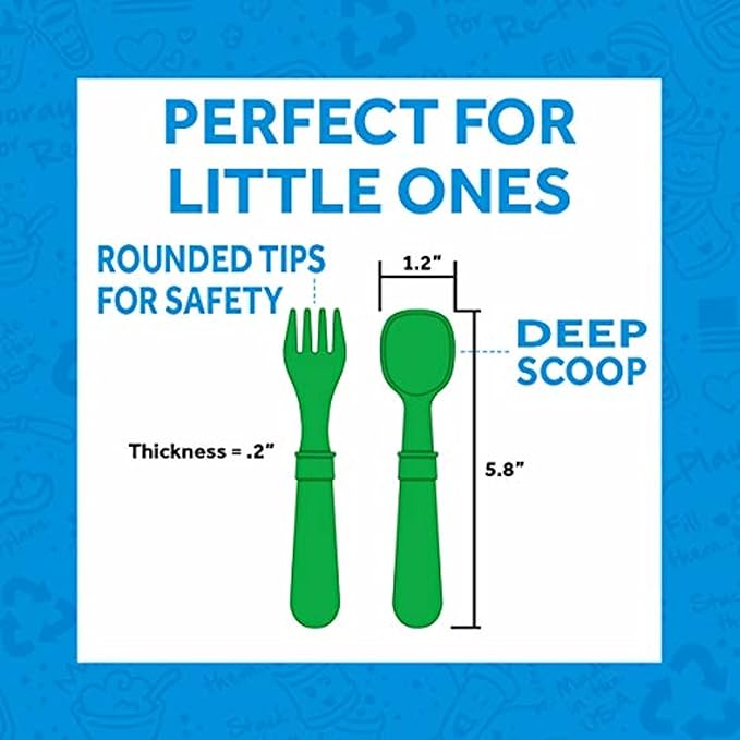 Re-Play 3x3 Divided Toddler Plates and Utensils Set - Toddler Forks and Spoons Set - Dishwasher and Microwave Safe - Made in USA - Princess
