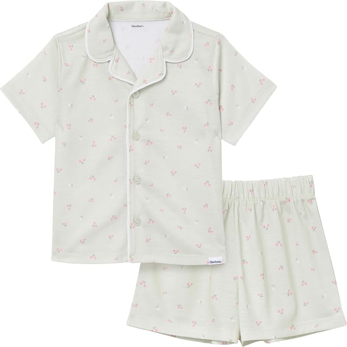 Gerber Baby & Toddlers Girls 2 Piece Coat Style Pajama Short Set by Gerber