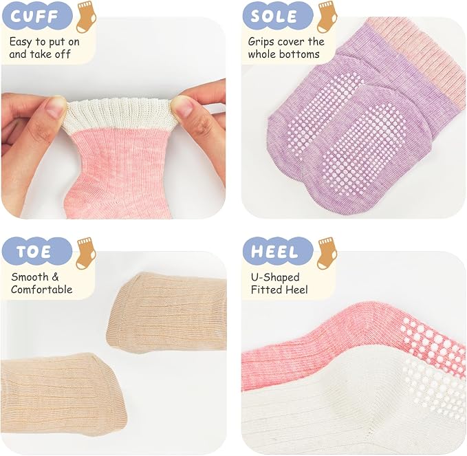 Baby Toddler Essentials Non-Slip Crew Socks - Image 4