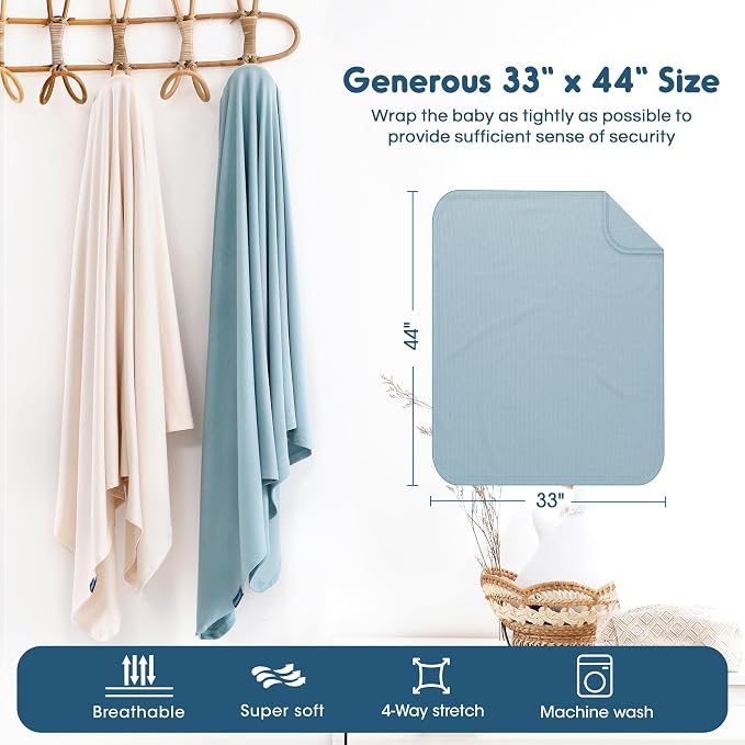 2 Pack Newborn Swaddle Blanket, Ultra Soft Stretchy Jersey Knit Extra Large - Image 3