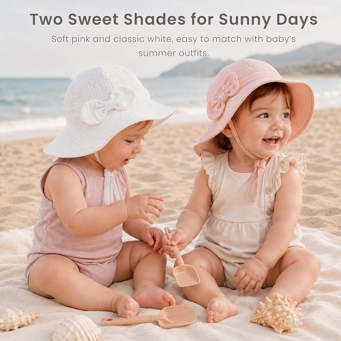Konssy 2-Pack Muslin Baby Sun Hats - Image 4