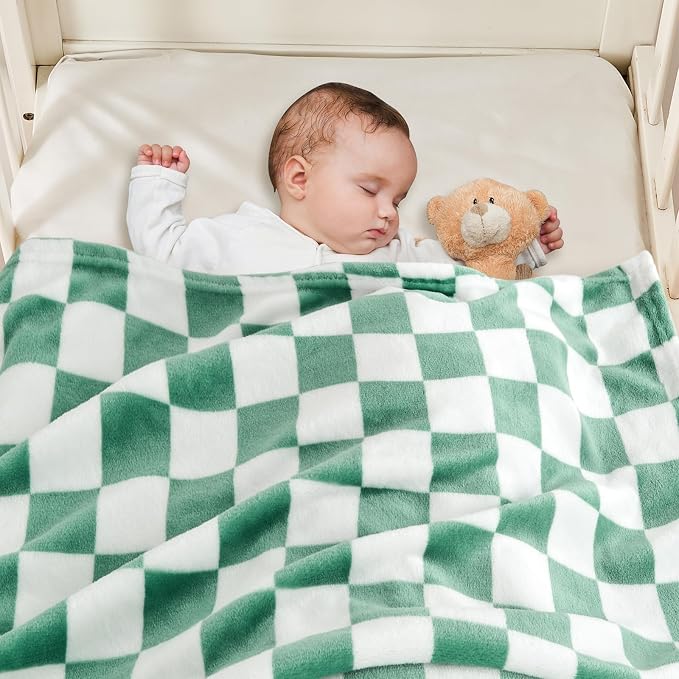 Yurhap Checkered Baby Blanket Fleece Baby Blankets - Image 4