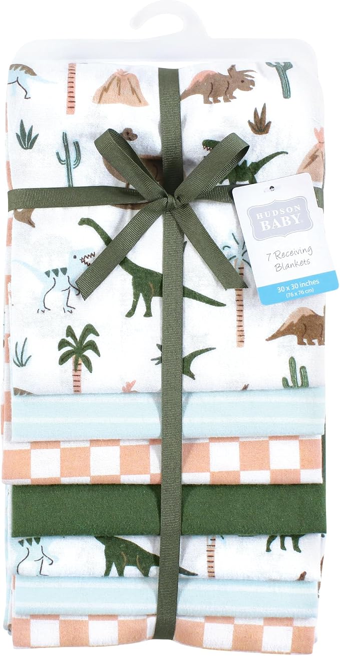 Hudson Baby Unisex Baby Cotton Poly Flannel Receiving Blankets Bundle, Retro - Image 2