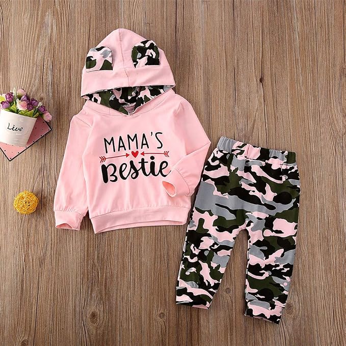 FYBITBO 2Pcs Baby Girls Fall Winter Clothes Mamas Bestie Hoodie Sweatshirt Tops - Image 6