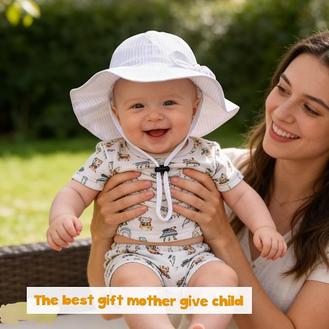Baby Girl Sun Hat with UPF 50+ Outdoor Adjustable Beach Hat with Wide Brim - Image 2