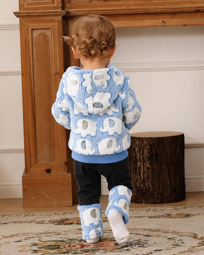 Jecson Toddler Girl Clothes Baby Girl Fleece Hoodie Outfits Thick Thermal - Image 4