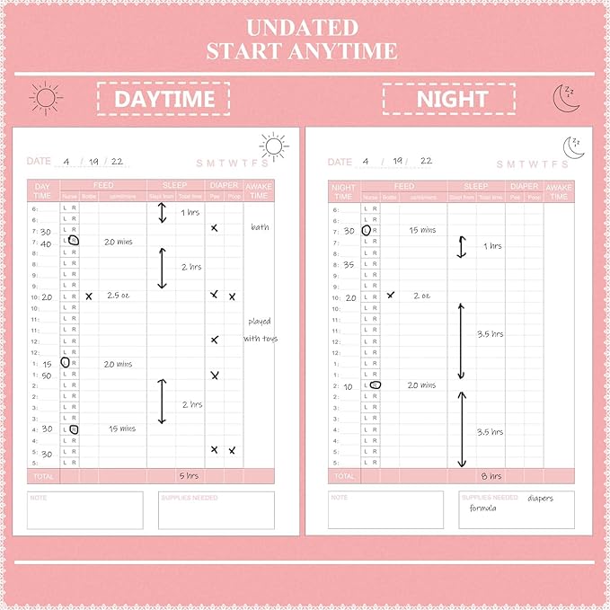 Baby's Daily Care Planner - A5 Newborn Baby Log Book for Tracking Daily Routine, 152 Easy-to-Use Pages to Monitor Nursing, Sleep, Feeding, Diapers, Pumping, and More - Rose