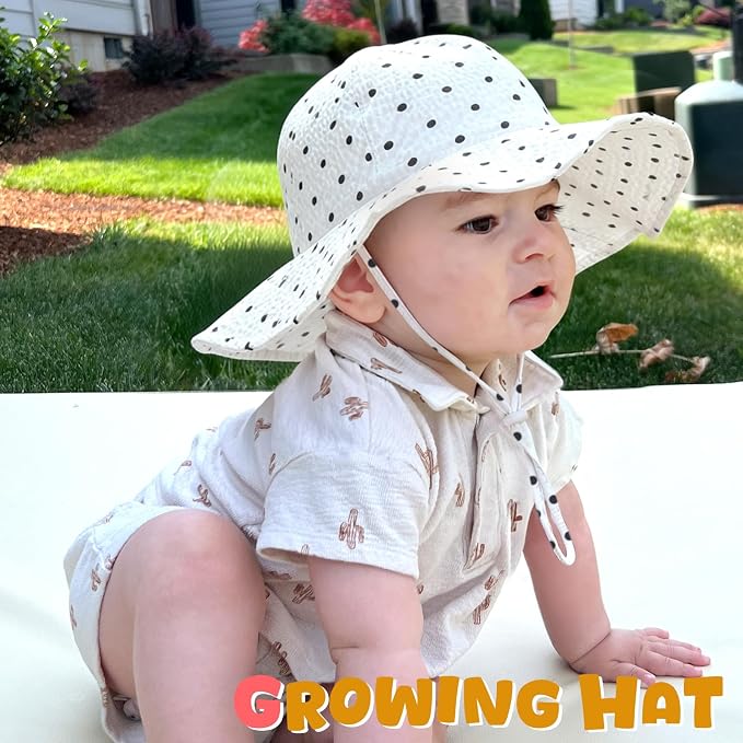 HONGTEYA Baby Sun Hat Wide Brim Adjustable Toddler Beach Bucket Hat | Soft - Image 6