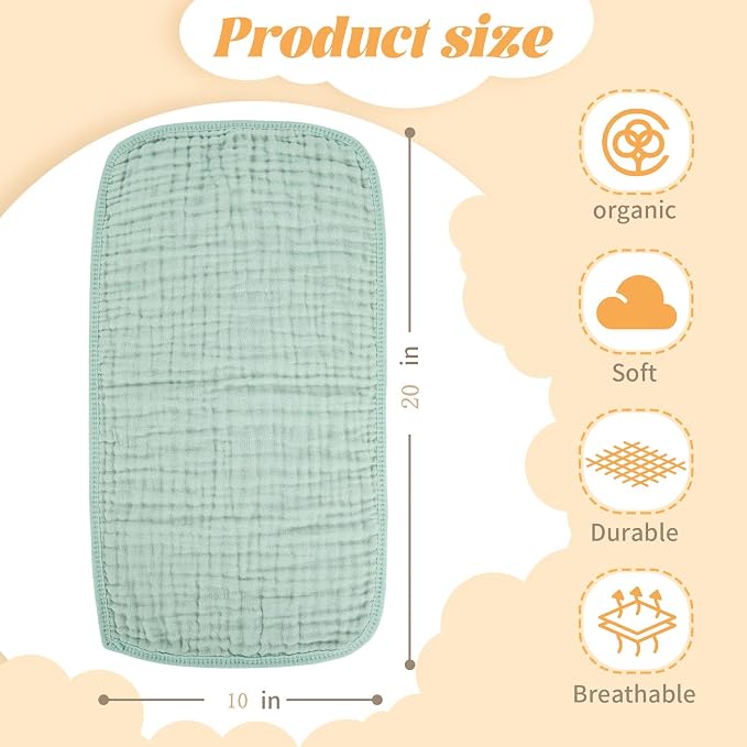MIGIOL Baby Burp Cloths 100% Cotton Newborn Muslin Burp Cloths 10x20 inches - Image 3