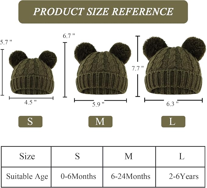 Yuoahcn Baby Girl Beanie Winter Baby Boy Hat Pom pom Warm Infant Toddler Cold - Image 6