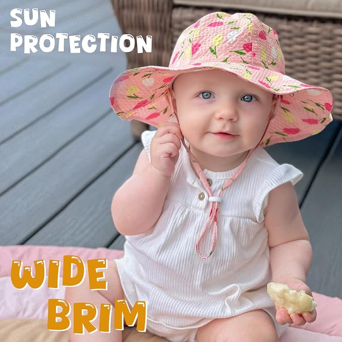 HONGTEYA Baby Sun Hat Wide Brim Adjustable Toddler Beach Bucket Hat | Soft - Image 3